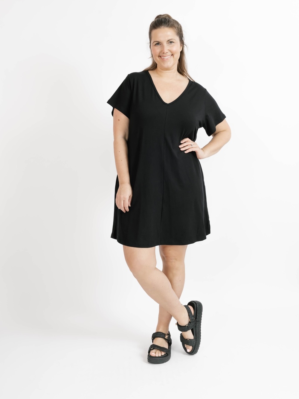 Smash + Tess SUNDAY SHORTY DRESS IN MIDNIGHT BLACK
